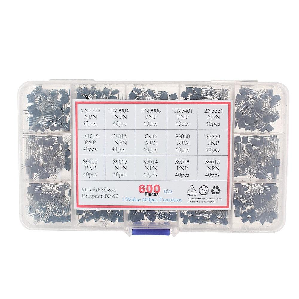 10-24 значения TO-92 Ассортимент комплектов транзисторов, коробка, транзисторы PNP/NPN, компоненты электронного комплекта «сделай сам»
