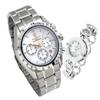 Pair Watch Watch Natural White Shell High Performance Domestically Made Japanese Chronograph Watch SS Moving Stone Bracelet All Stainless Material Set