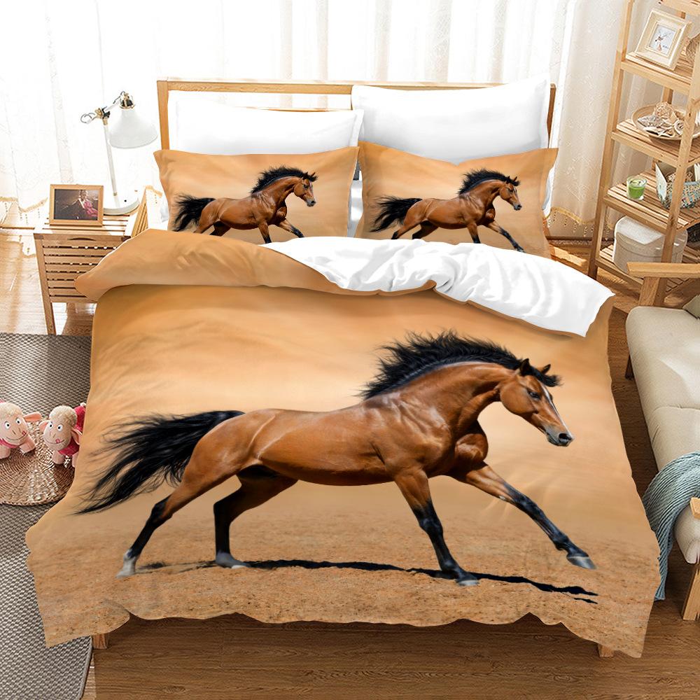 Комплект пододеяльника «Дикие лошади» с 3D-принтом, тематика «Животные», уникальный экзотический стиль, чехол для одеяла размера кинг для детей, полиэстеровый комплект постельного белья