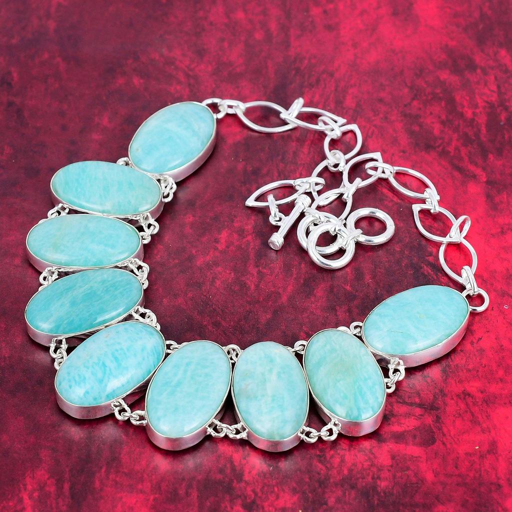 Ожерелье из натурального амазонита из стерлингового серебра 925 пробы с регулируемой цепочкой, уникальное ювелирное ожерелье из драгоценного камня ручной работы на День памяти