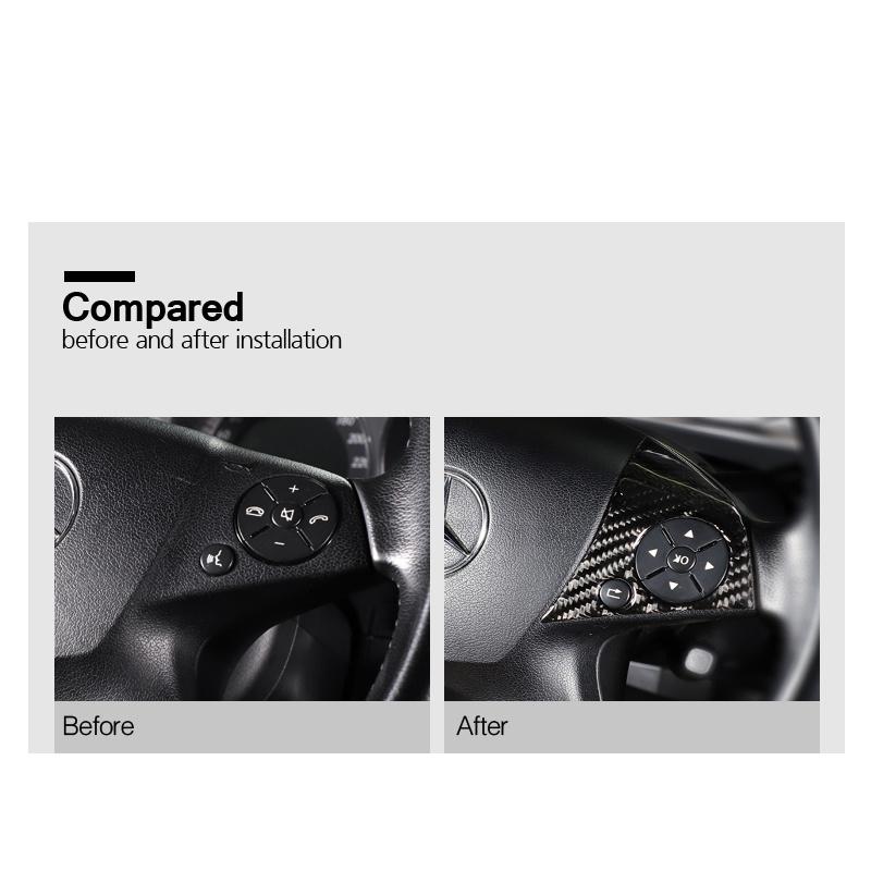 Для Mercedes W204 2007-10 C-класса, модификация автомобиля из углеродного волокна, наклейки на внутренние кнопки, кнопки автомобиля на руле