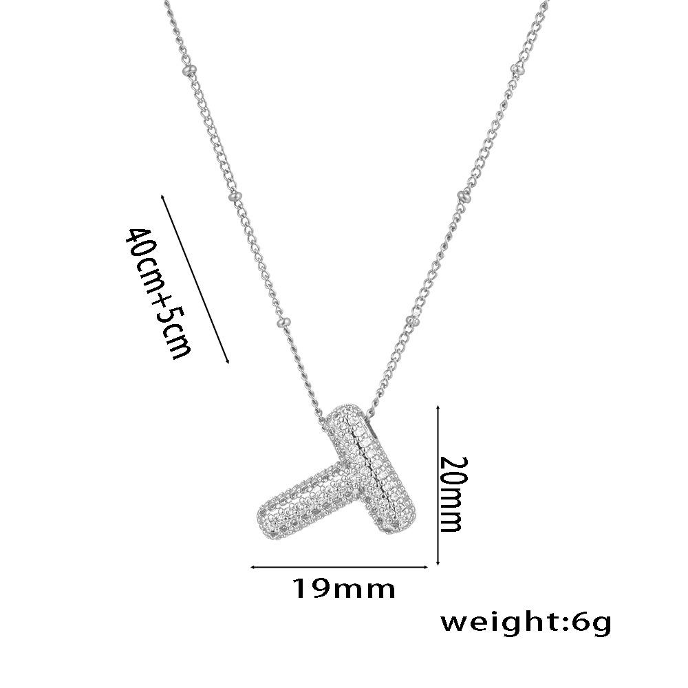 Fashion 26 Bubble Letter Initial Pendant18k Gold Plated Micropaved Full Zirconia Stone Chain Couple Necklace Women Jewelry