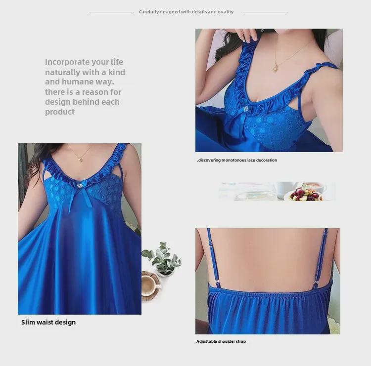 Женская ночная рубашка Ice Silk с V-образным вырезом - сексуальная летняя пижама