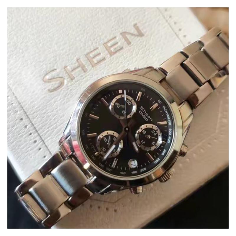 Casio Серия SHEEN простой повседневный модный деловой кварцевый механизм стальной ремешок японские и корейские часы женские часы черные SHN-5000BP-1A