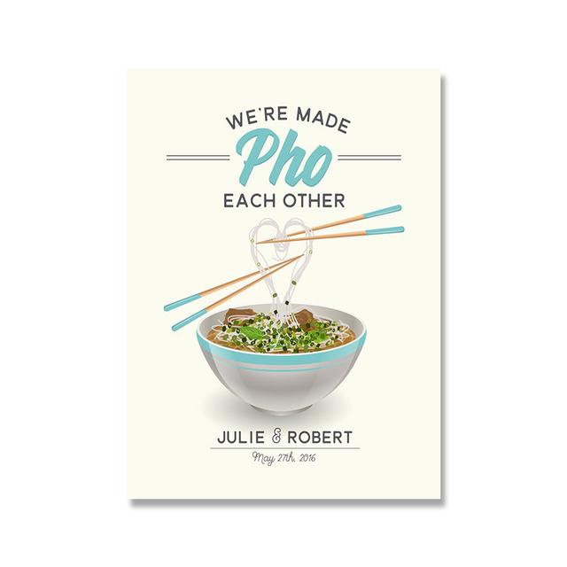 Постеры и принты с едой в мисках, рисовая лапша, яйцо Фо, картина на холсте, скандинавское настенное искусство, HD-изображение, современная кухня, ресторан, домашний декор