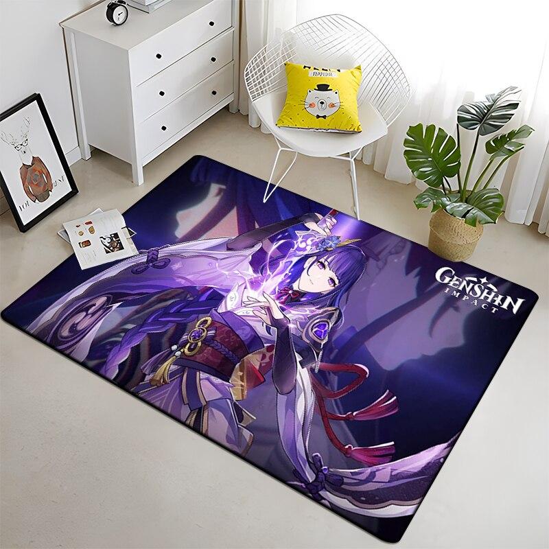 Genshin Impact HD Printed Carpet Household Rug Children's Room Living Room Chair Bedside Modern Simple Floor Mat Kawaii Rug
