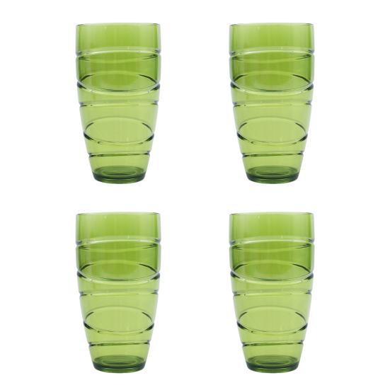 Набор из 4 пластиковых стаканов, многоразовые стаканы с вихревым дизайном, штабелируемые стаканы для воды для пикников в саду, кемпинга, барбекю, вечеринок