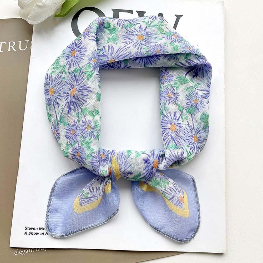 Breathable Spring Silk Scarf Sweat-absorption Square Hijab Scarf Sweet Scarves Vacation