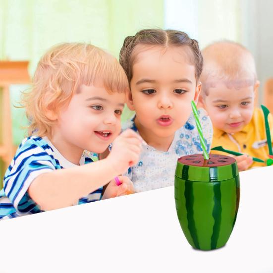 Стакан-арбуз с крышкой и соломинкой, многоразовый пластиковый стакан для питья в виде арбуза