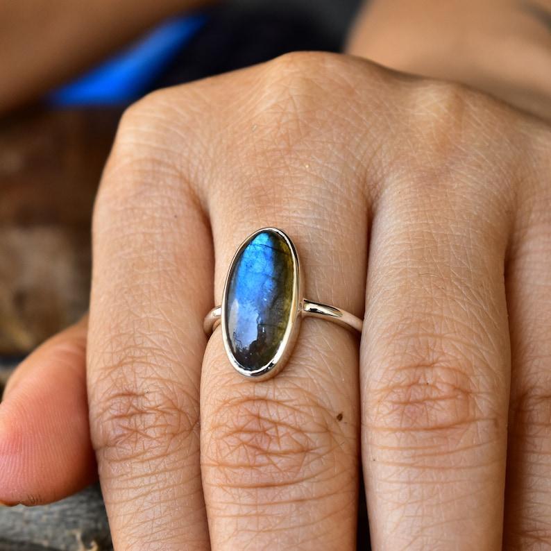 Solid 925 Sterling Silver Blue Labradorite Gemstone Ring, Statement Ring, Women Ring, Handmade Jewelry, Ring For Sale