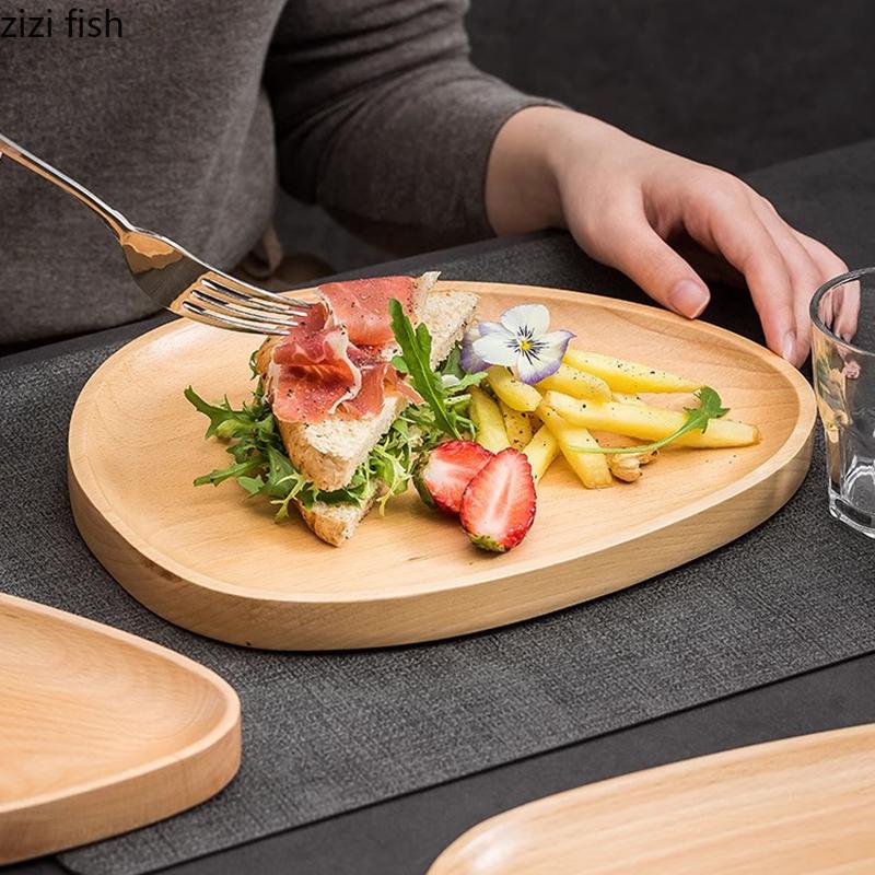 Креативная нестандартная обеденная тарелка из бука, десертная тарелка, тарелка для торта, суши-тарелки, салатные тарелки, специальная ресторанная посуда