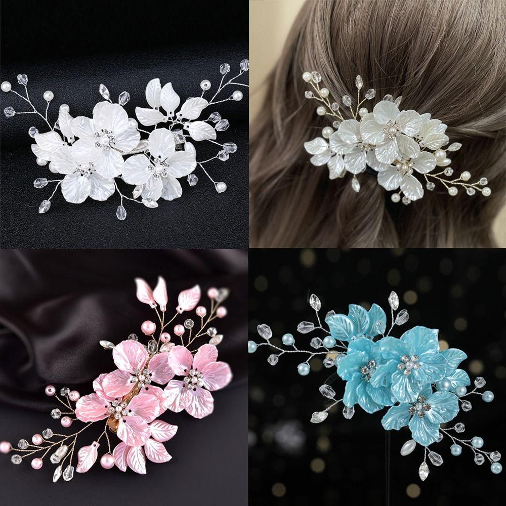 Crystal Pearl Bridal Hair Clips Elegant Bridesmaid Tiara Wedding Hair Accessories