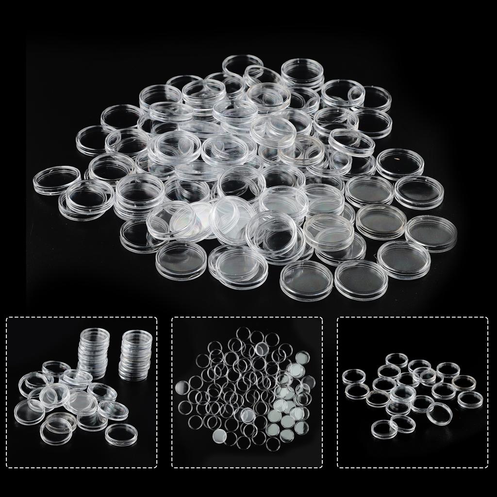 100Pcs 26mm Clear Round Plastic Coin Holder Containers Storage Boxes Case11111111111111111111111111111111111111111111111111111