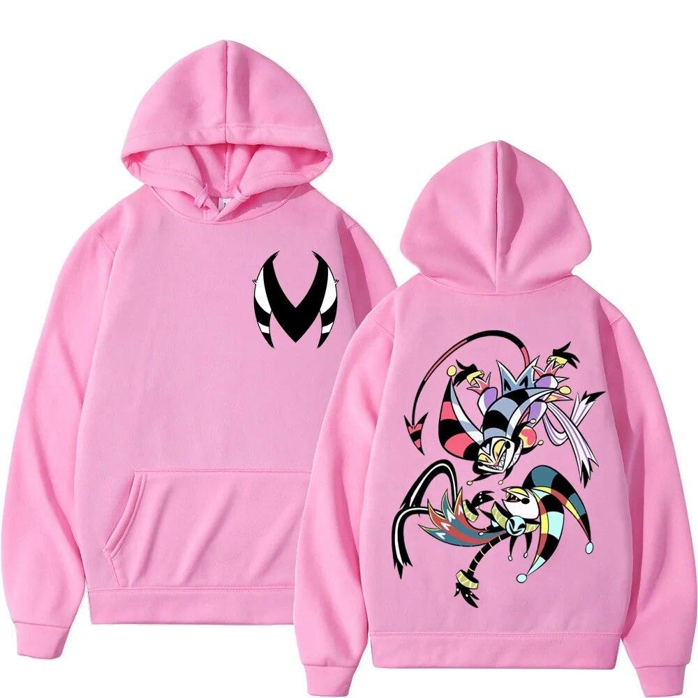 Американское аниме Helluva Boss, двусторонняя толстовка с принтом, унисекс, женские трендовые толстовки с капюшоном с героями мультфильмов, модные повседневные свободные пуловеры