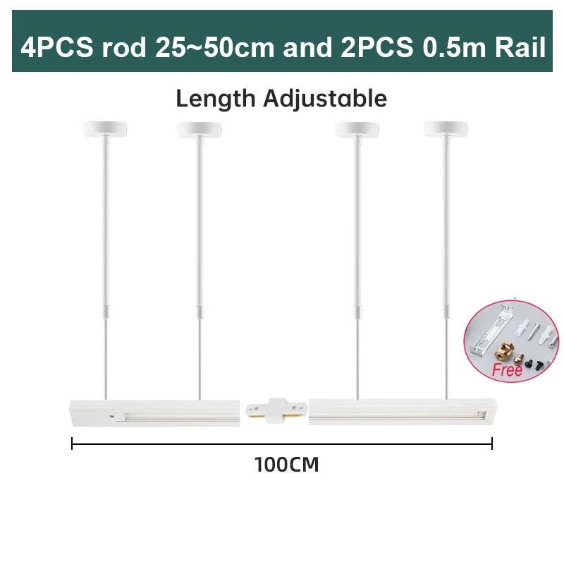 Комплект светильников на рельсах с 2 проводами, светильник на 0,5 м, светодиодный светильник на рельсах для гостиной, прямые/Г-образные разъемы, потолочная коробка