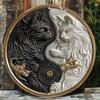 Black and White Yin Yang Cats Wooden Sign, Wall Decor, Weather Resistant Art Set with HD Printing Quality