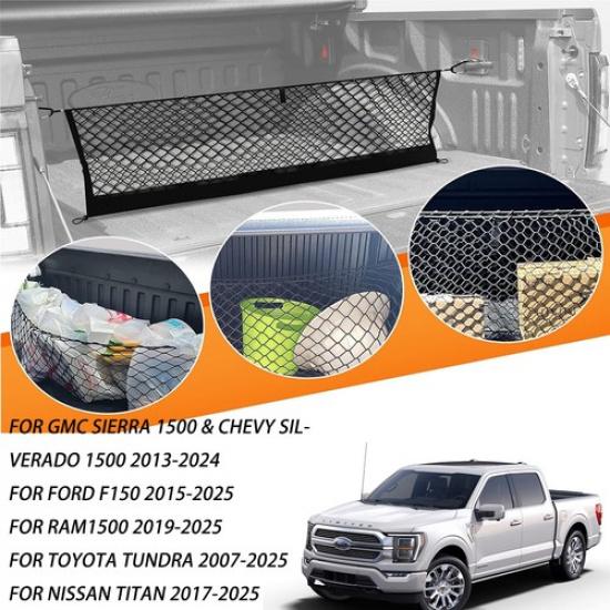Pickup Truck Bed Envelope Style Cargo Net For Silverado/GMC Sierra 1500/Tundra