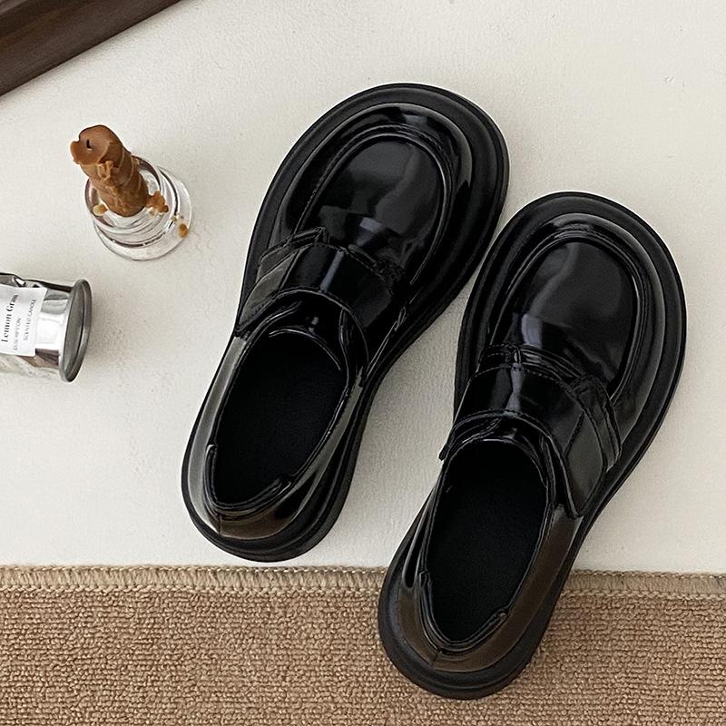 Ретро туфли-лоферы на толстой подошве, увеличивающие рост, в британском стиле jk, из маленькой кожи, для женщин, новая модная модель для студентов на весну и осень 2025 года, для ношения с юбками, одинарные с