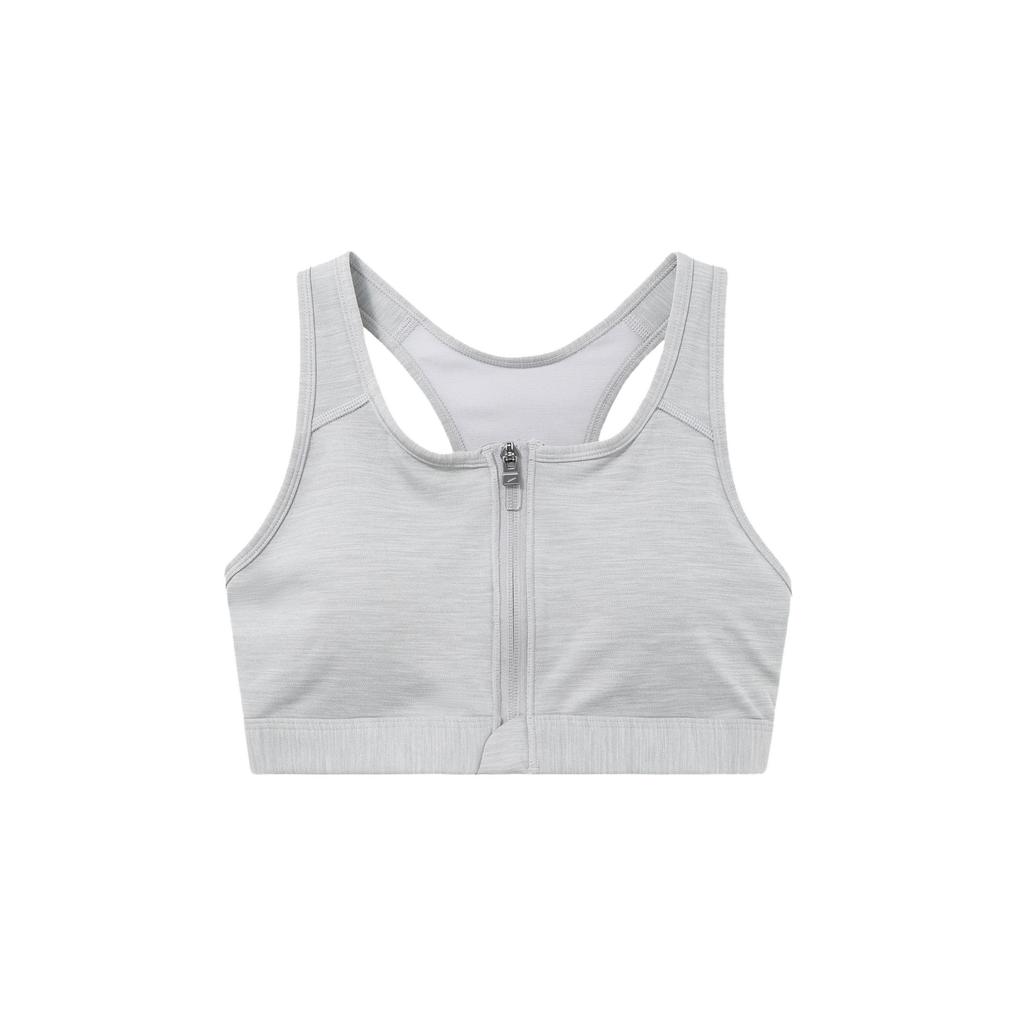 Nike Dri-FIT Swoosh Zip-Front Solid Medium Intensity Sports Bra Women Underwear Gray DD1206-073