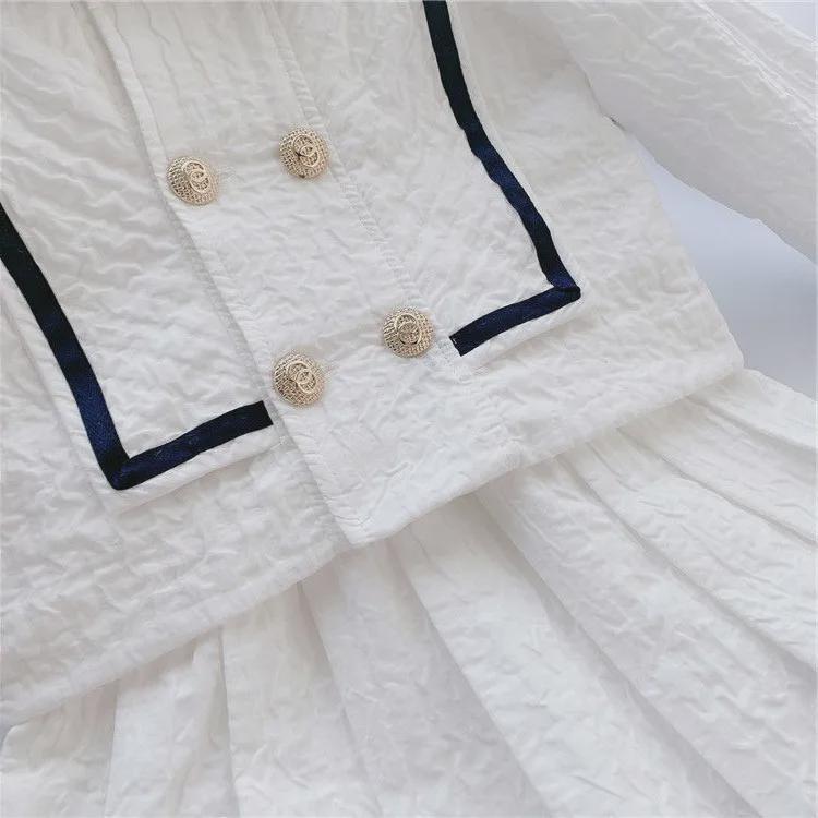 2024 Женский костюм в стиле колледжа JK: Комплект из плиссированной юбки и платья весна/осень