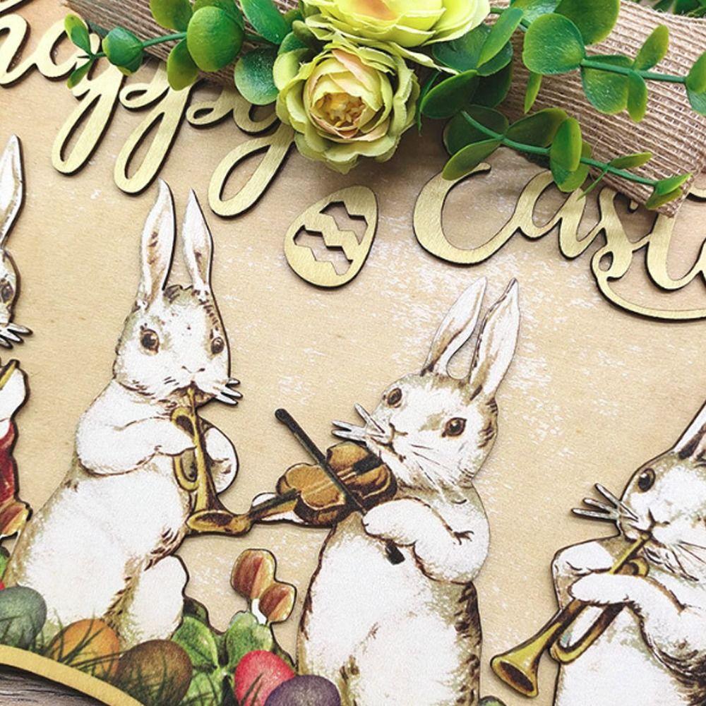 Wooden Door Hanging Three-dimensional Wall Hanging Pendant Easter Decoration Hanging Bedroom