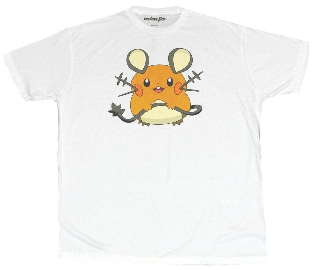 WeLoveFine Pokemon Mens Dedenne Mouse White Game Cartoon White Shirt New M, L
