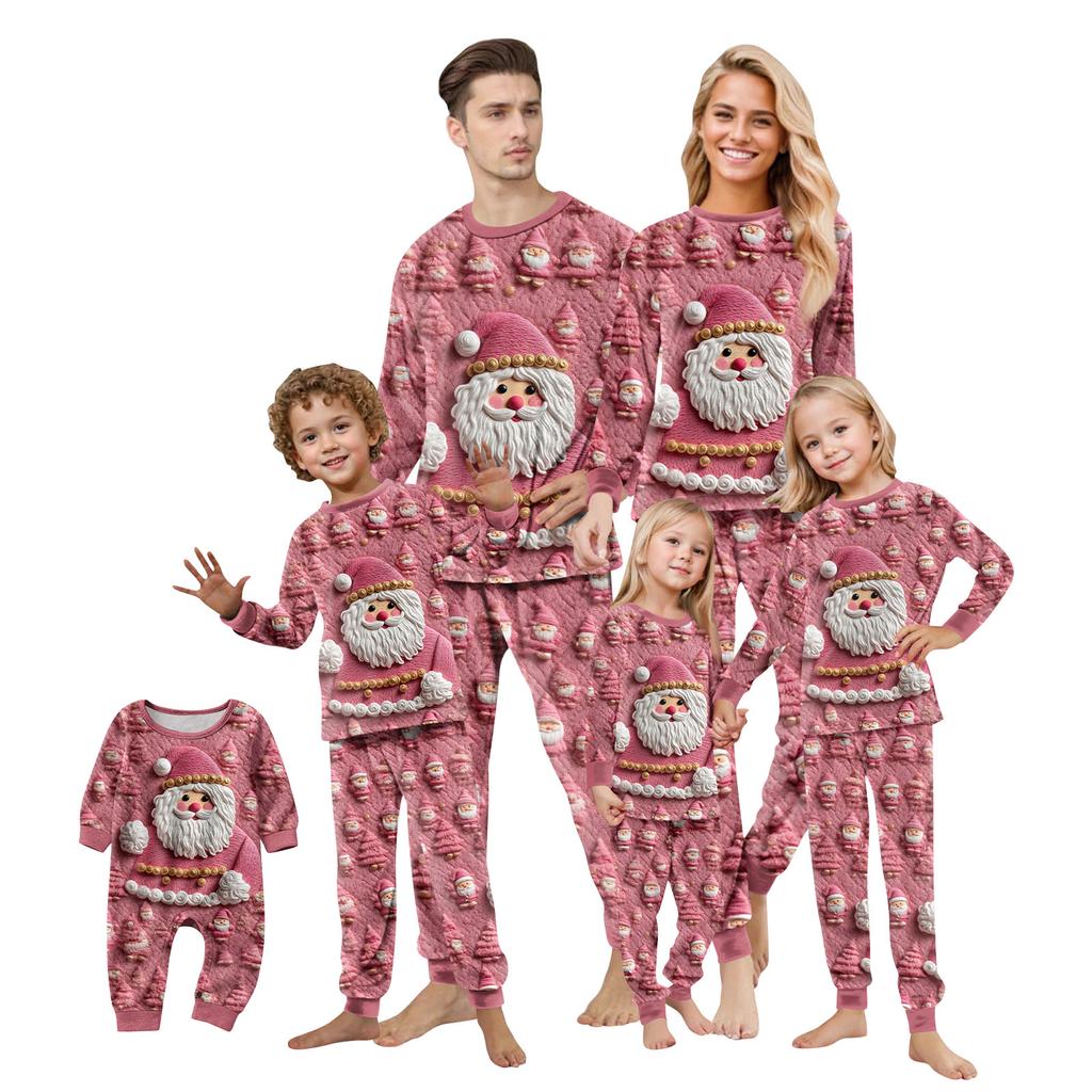 Matching Family Christmas Print Flannel Homewear Set Long-Sleeve Top And Pants