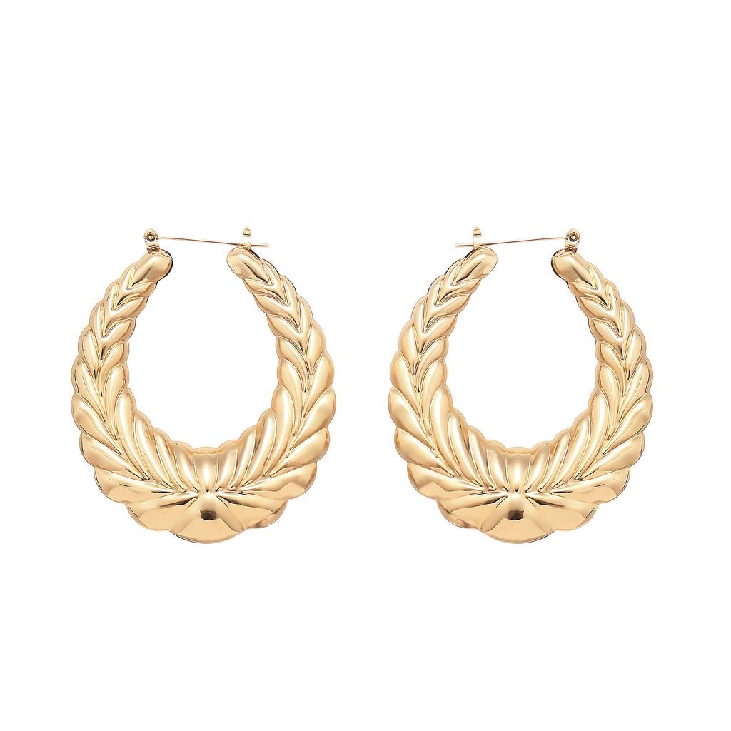 Exaggerated Punk Style Personality Wheat Ear Pattern Oval Earrings