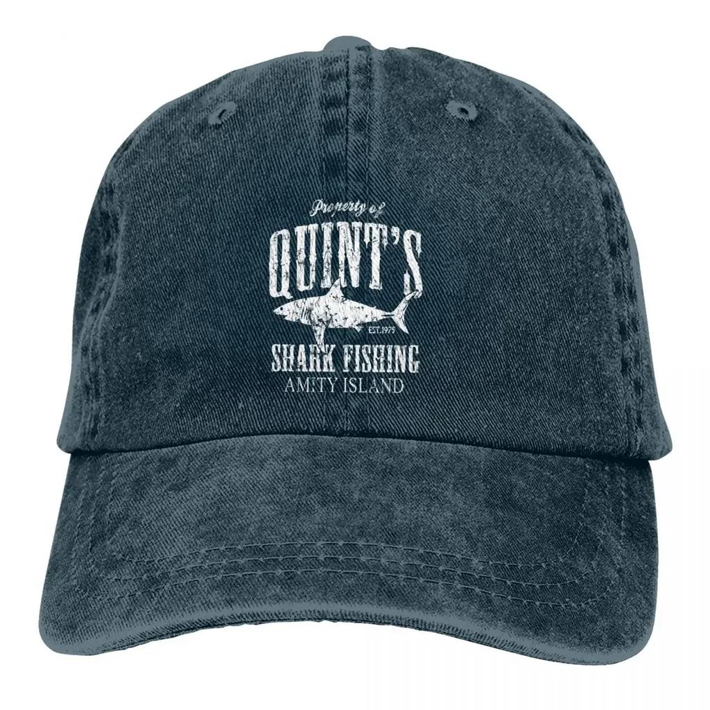 Мужская бейсболка с потертостями Quints Shark Fishing Amity Island Trucker Snapback Cowboy Hat Dad Hat Dive Scuba Diving Golf Hats