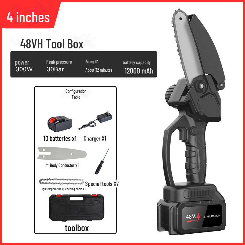 Аккумуляторная мини-электрическая пила для деревообработки — литиевая, для работы одной рукой, беспроводная, для домашнего хозяйства и лесозаготовок на открытом воздухе.