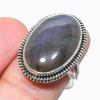 Natural Labradorite Gemstone Handmade 925 Solid Silver Jewelry Ring Size 9 Z4N51