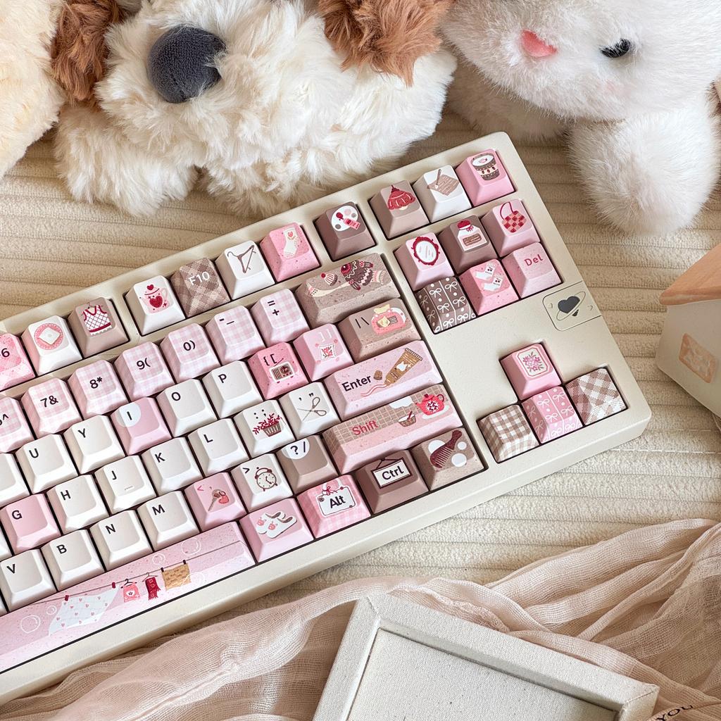 MAIMOOO Розово-коричневые кейкапы Милый профиль Cherry Soa PBT Для кастомных механических клавиатур Ajazz/Aula Кейкап