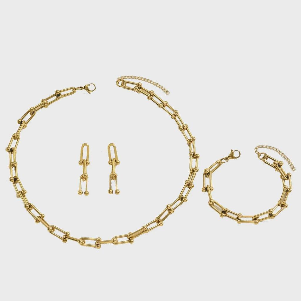 Комплект украшений в европейском и американском стиле: Ожерелье, серьги, браслет в форме подковы U-образной формы