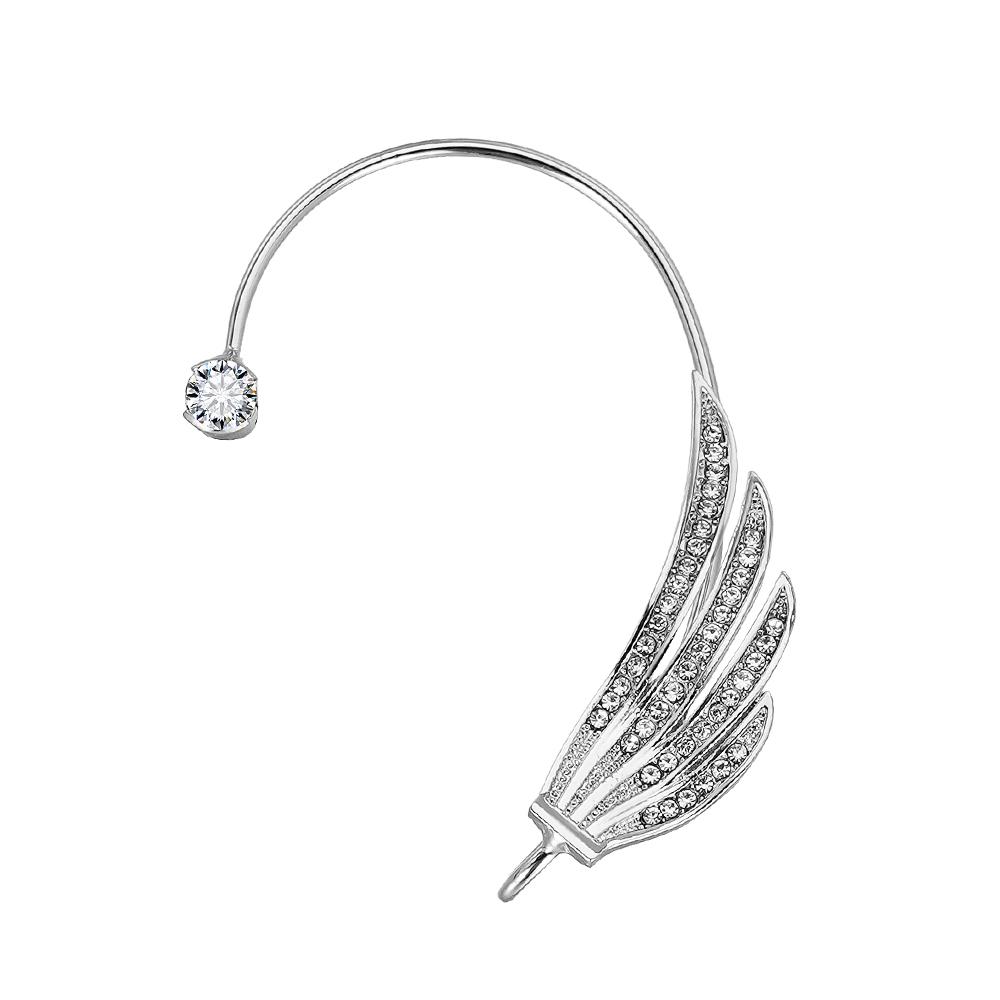 Fashion Full Diamond Wings Ear Hanging Ear Bone Clip Niche Feather Ear Clip No Ear Pierced Earrings ADM