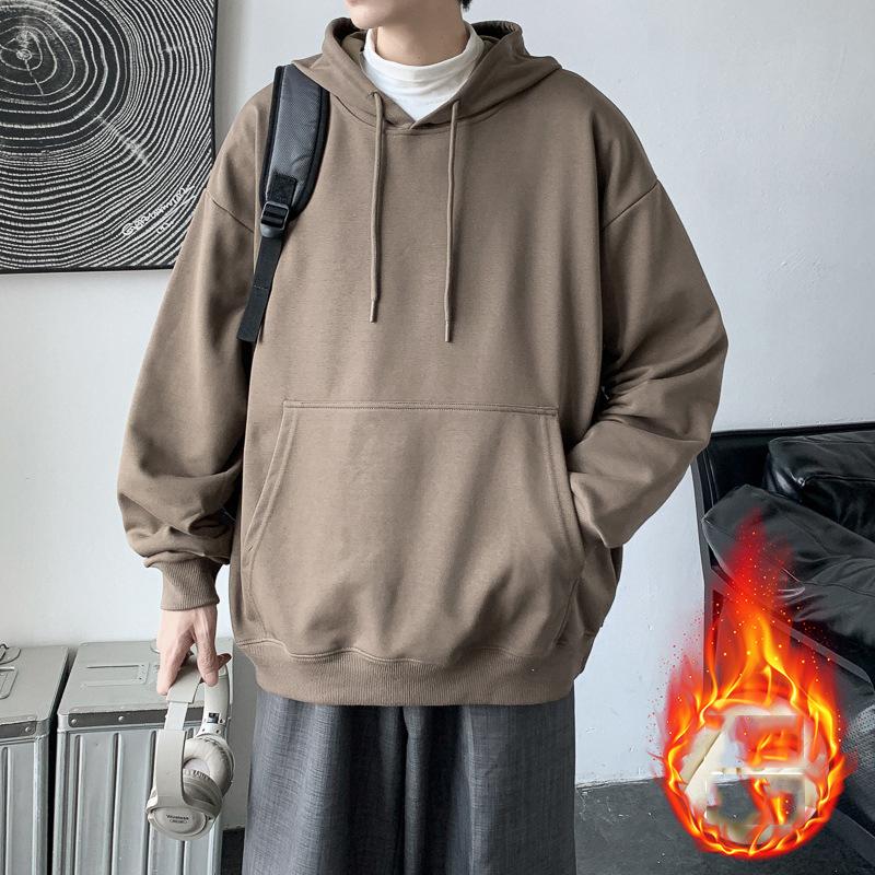 Весна Осень Повседневная толстовка с капюшоном Удобная толстовка с капюшоном Мужская свободная толстовка с однотонным пуловером Молодежная спортивная толстовка