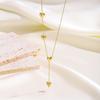 Women's 18K Gold Plated Stainless Steel Sporty Bamboo Chain Heart Zircon Pendant Necklace for Anniversaries