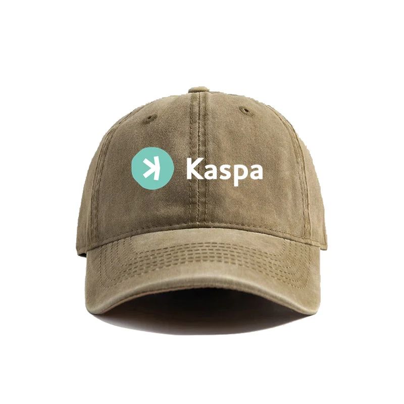 Кепка Kaspa Crypto distressed Бейсболка Крутая Унисекс Ретро Для улицы Летняя Регулируемая Подарок Папе Шляпа Kaspa Coin Защита от солнца для улицы
