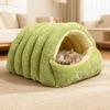 Съемная Моющаяся Зимняя Закрытая Кошачья Кровать Мягкая Хлопковая Уютная Кошачья Кровать Пещера Складной Толстый Домик для Сна Питомца для Кошек Маленьких Собак