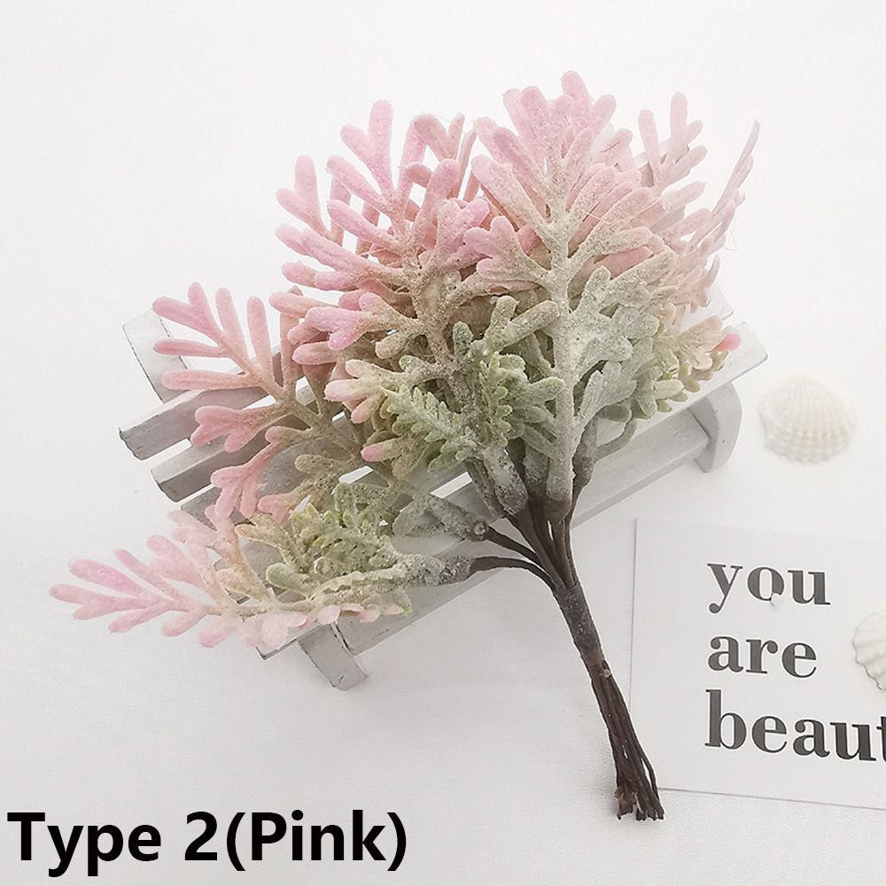 6PCS/Bundle DIY Home Decor Xmas Ornament Simulation Plants Faux Grass Pine Artificial Flowers