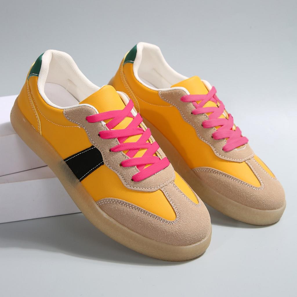 Новые повседневные туфли на плоской подошве большого размера, сочетание цветов, ретро, ins, спортивные кеды, немецкая тренировочная женская размер