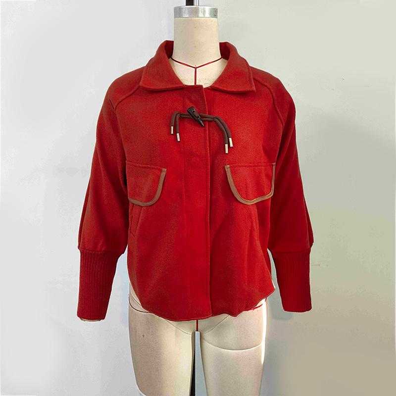 Весенние и осенние топы, трикотажные, рукав «летучая мышь», женская верхняя одежда, твидовый жакет