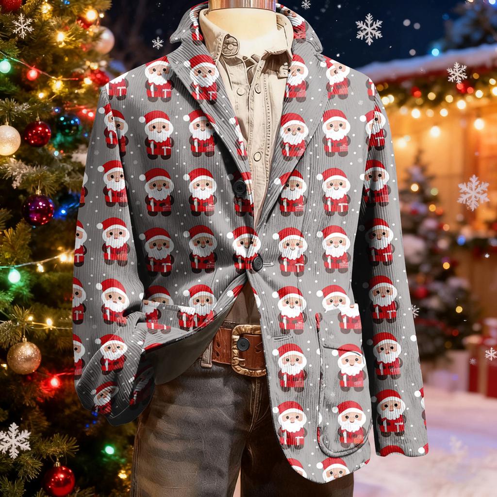 Мужской уродливый рождественский вельветовый теплый карманный пиджак-кардиган, мужской повседневный костюм