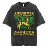 Amare Box No Thoughts Head Empty Japanese T-shirt Funny Capybara Vintage Washed T Shirt Men Women Casual Loose Short Sleeve Tees