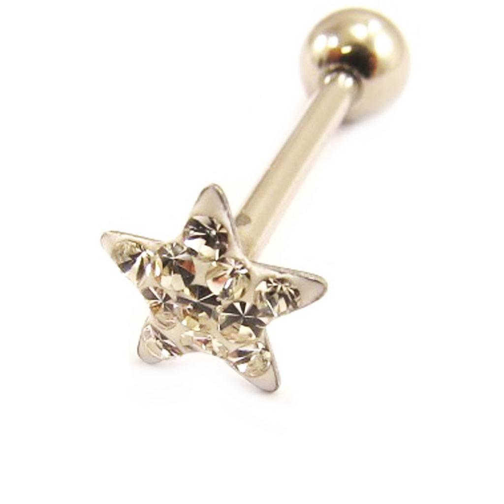 Les Trésors De Lily [L4503] - White 'Star' Steel Barbell