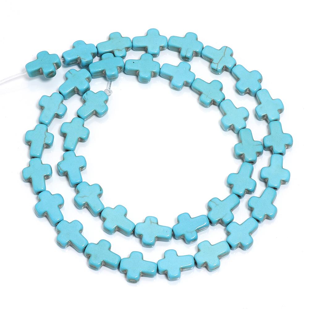 1 Strand 38cm Natural Stone Beads Colorful Charm Cross Shape Turquoise Beads For Necklace Earrings DIY Jewelry Making Wholesale