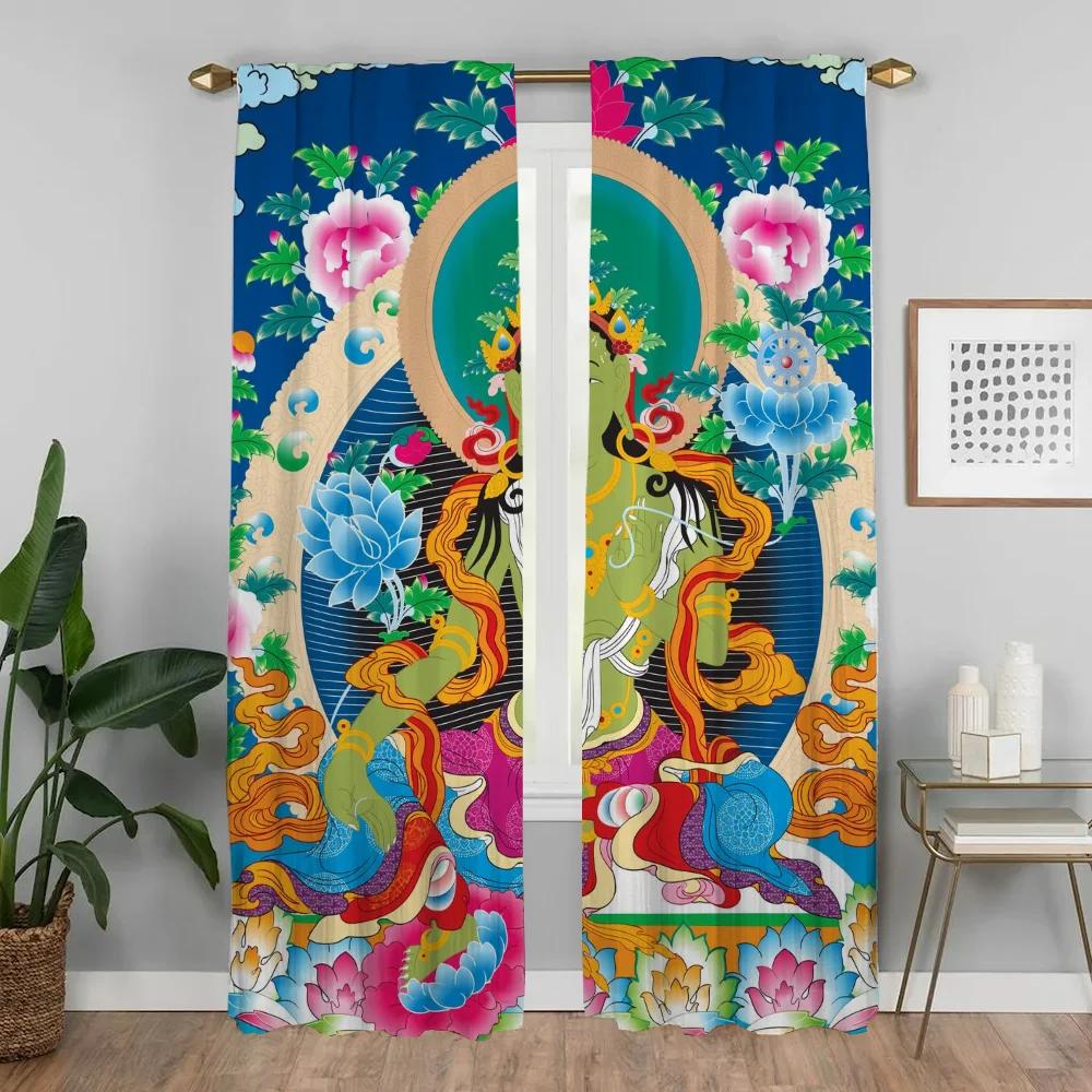 Исламские шторы для гостиной, занавески для украшения Хэллоуина, тюль для спальни, шторы для домашнего интерьера, 2 шт.