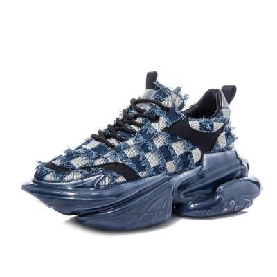 Мода 2025 Новые сетчатые кроссовки Космический корабль Женские Толстая подошва Плоские Папины кроссовки Увеличивающие рост На шнуровке Платформа Женская спортивная обувь