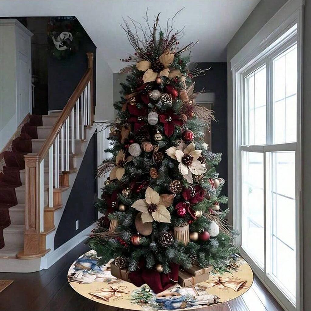 Золотая Снежинка Юбка для Рождественской Елки с Золотым Блеском Снежинка Зимнее Праздничное Украшение Рождественская Атмосфера Юбка для Елки