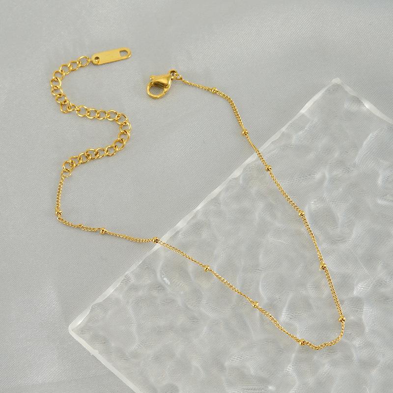 Французский женский новый браслет на щиколотку из титановой стали из нержавеющей стали модный золотой браслет на щиколотку с боковой застежкой из бисера и цепочкой ювелирные изделия