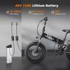 Складной электрический велосипед PURE UNICORN U4, мотор 1000 Вт, аккумулятор 48 В 15 Ач, широкие шины 20*4 дюйма, максимальная скорость 48 км/ч, запас хода 60 км, 7-скоростная трансмиссия Shimano